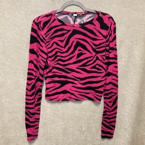 Alice + Olivia Pink and Black Zebra Print Top